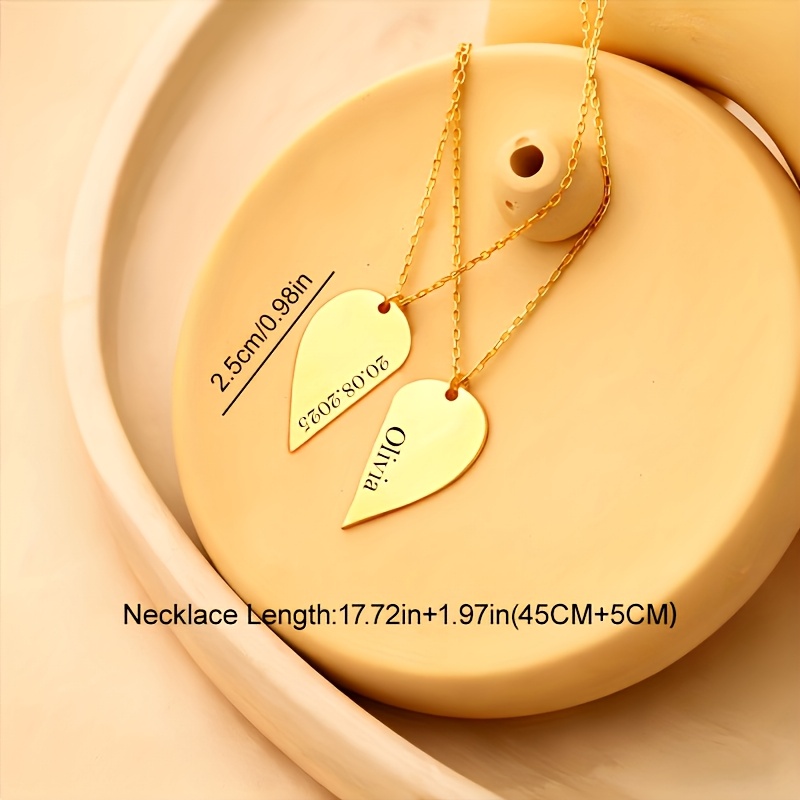 Custom Name Heart Necklace for 2, Mother's Day Gift